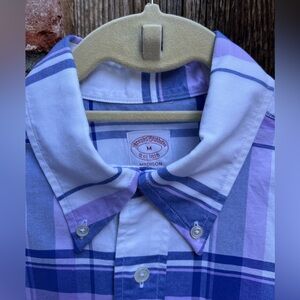 Brooks Brothers Madison Blue and White Plaid Shirt